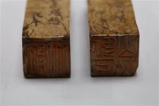 Six Chinese soapstone seals, H. 2.8 - 12.8cm